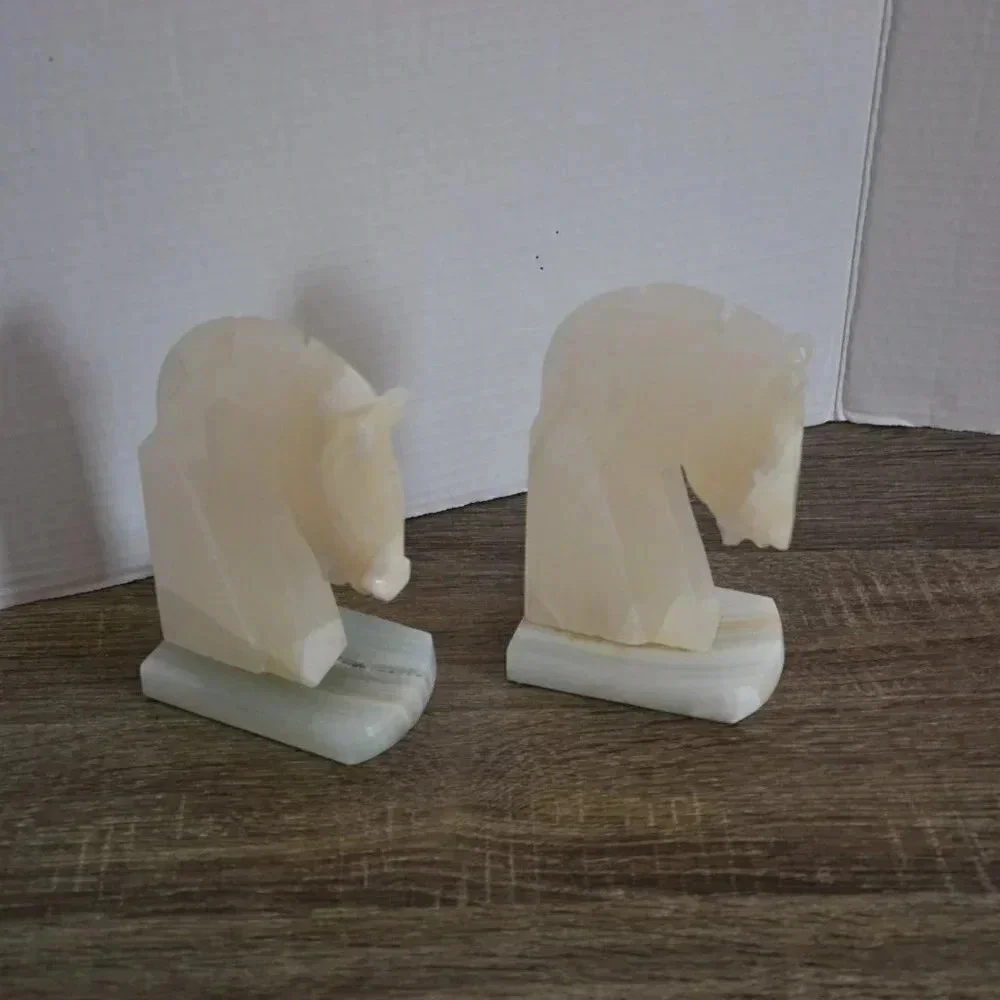 Vtg  Onyx Horse Head Book Ends - Picture 2 of 9